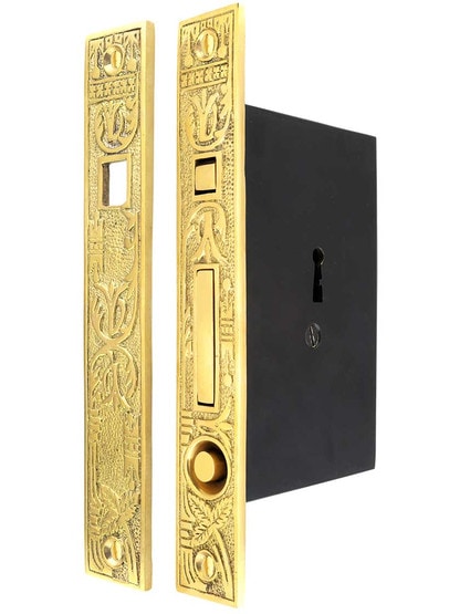 Broken Leaf Bit-Key Single Pocket-Door Mortise Lock.